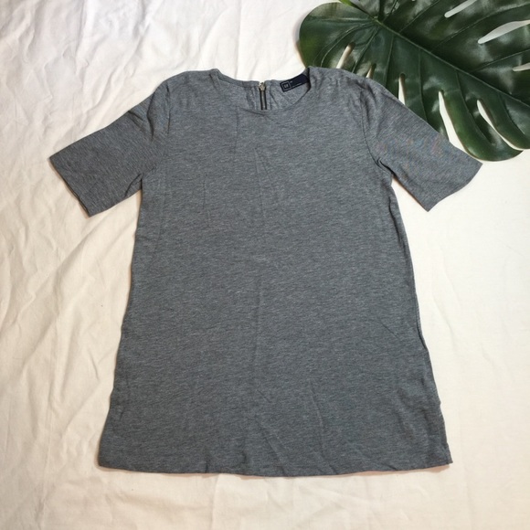 GAP | heather blue-grey top with back zip - Picture 1 of 5